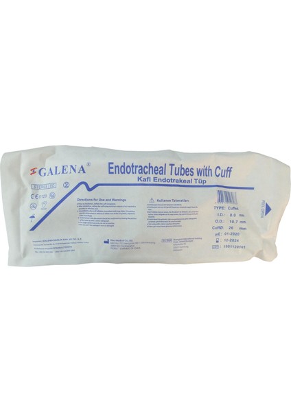 Kaflı Disposable Endotrakeal Tüp Galena No: 8.0