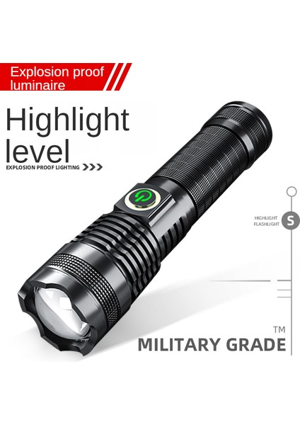 Pil Göstergeli P50 Yakınlaştırmalı El Feneri USB Şarjlı 20W-1500 Lümen (Yurt Dışından) fiyatları