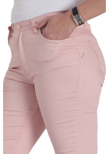 Fierte Kadın Büyük Beden Pantolon NVR4037 Kanvas Normal Bel Dar Paça Fermuar Kapama Düğmeli Pamuk 5 Cep Esnek Lacivert Siyah Kahverengi Beyaz Haki Saks Mavi Bordo Taş Pudra Mor fiyatları