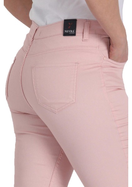 Fierte Kadın Büyük Beden Pantolon NVR4037 Kanvas Normal Bel Dar Paça Fermuar Kapama Düğmeli Pamuk 5 Cep Esnek Lacivert Siyah Kahverengi Beyaz Haki Saks Mavi Bordo Taş Pudra Mor fırsatları