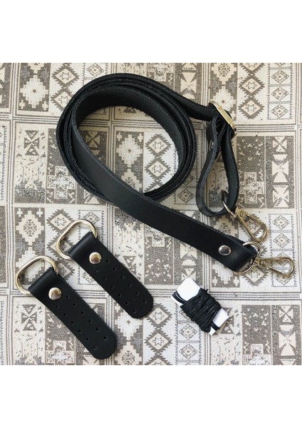 Atölyesi Hakiki Deri Çanta Sapı Altın Renk Aksesuarlı (120 Cm)
