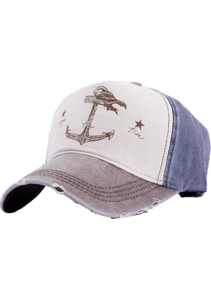 Denizci Çapa Eskitme Balıkçı Denizci Şapka Lacivert