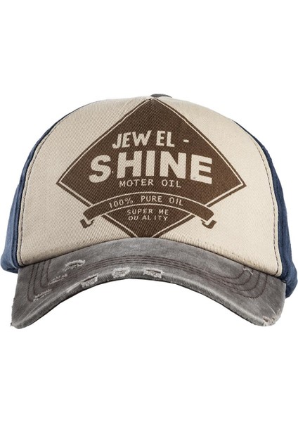 Jewel Shine Beyzbol Kep Erkek Kadın Şapka Eskitme Kahverengi Lacivert
