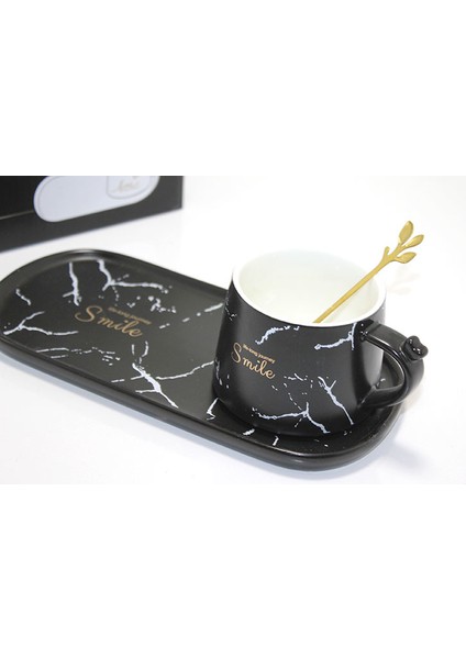 Sunum Tabaklı Mermer Desenli Özel Tasarım Kupa Bardak fiyatları