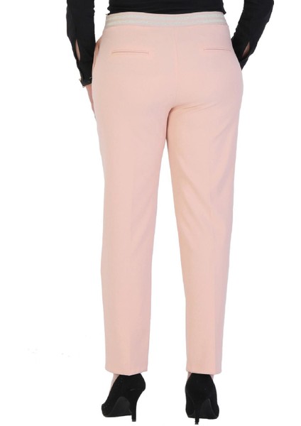 Fierte Kadın Büyük Beden Pantolon NVR2151 Kumaş Normal Elastik Bel Dar Paça Bilek Boy Fermuar Kapama Düğmeli Spor Cep Vizon Beyaz Somon Pudra Bej Haki Bordo fırsatları