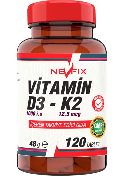 Vitamin D3 K2 120 Tablet D3 1000 Iu K2 12.5 Mcg