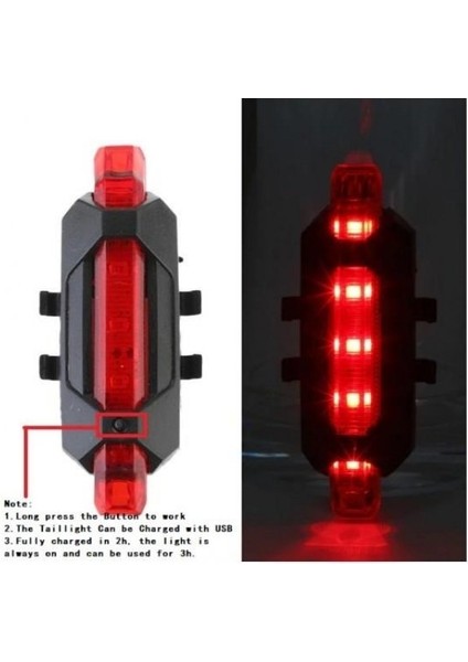 Bisiklet Işığı USB Şarjlı LED Ön Arka Set Xbyc 6116