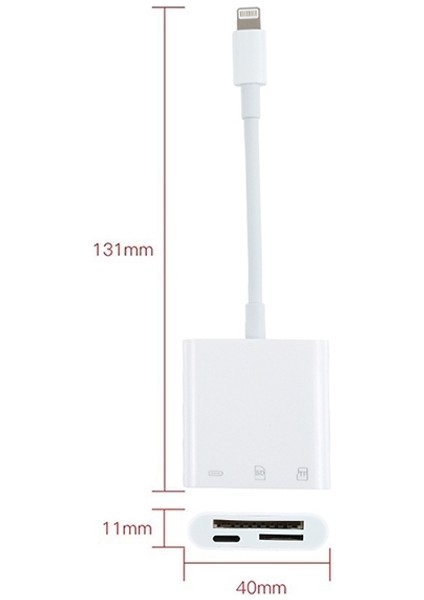 NK-101Y Pro 3 In 1 Iphone Lightning To Sd-Tf Çevirici Adaptör