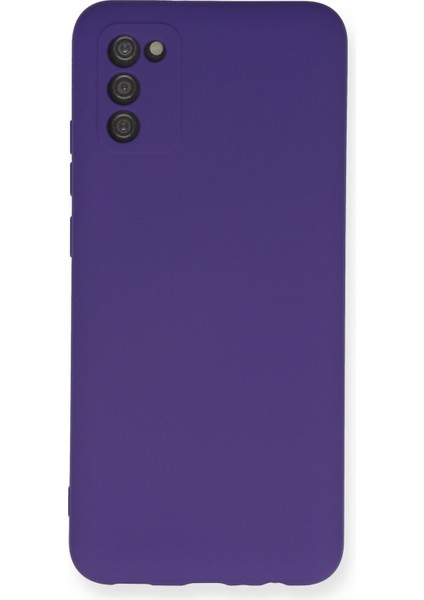 Samsung Galaxy A02S Kılıf Lansman Içi Kadife Lüx Tasarım Silikon Kapak - Mor
