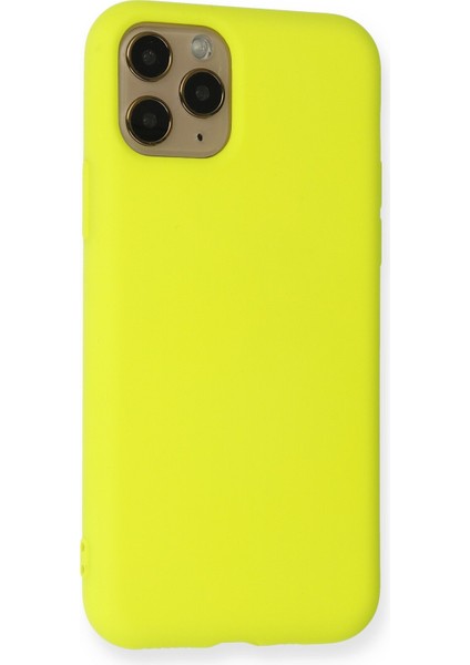 iPhone 11 Pro Kılıf Lansman Içi Kadife Lüx Tasarım Silikon Kapak - Sarı