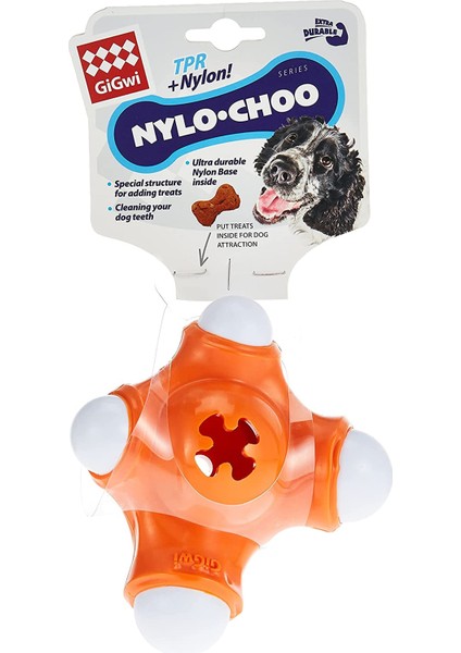 Gigwi Nylo-Choo Köpekler Için Diş Kaşıyıcı Ödül Oyuncağı 15 cm Turuncu