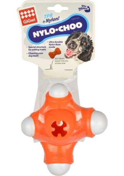 Gigwi Nylo-Choo Köpekler Için Diş Kaşıyıcı Ödül Oyuncağı 15 cm Turuncu