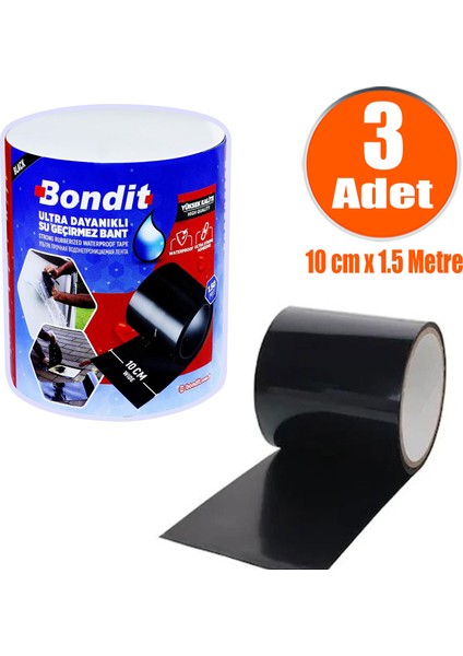 Tamir Bandı Suya Dayanıklı Su Geçirmez Sızdırmaz Bant 10 cm x 1.5 Metre (3 Adet)