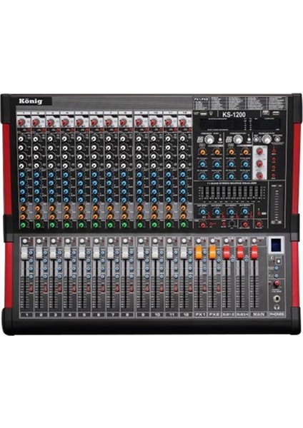 KS-1200 12 Kanal 6 Aux Usb/sd/bluetooth Destekli Çift Effect Deck Mixer