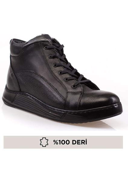 Deri Içi Kürklü Fermuarlı Erkek Deri Bot