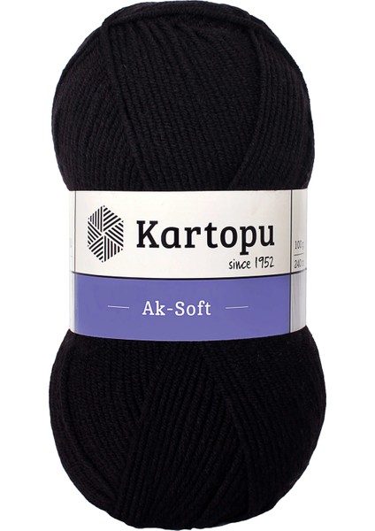 Aksoft K940 Siyah El Örgü İpliği 100 gr