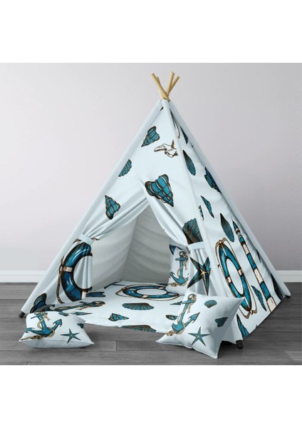 Dijital Baskılı Kızıldereli Çocuk Bebek Odası Oyun Çadırı Model: 1333