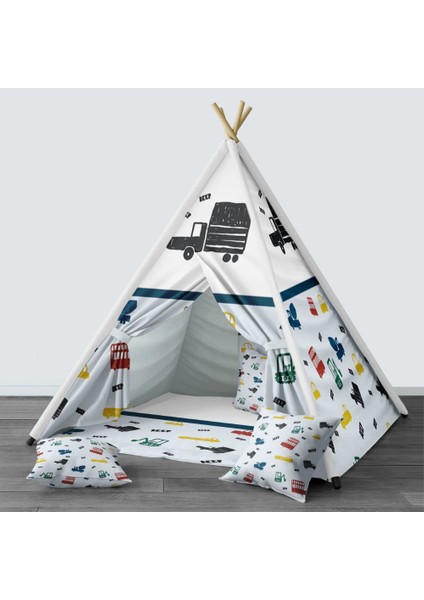 Dijital Baskılı Kızıldereli Çocuk Bebek Odası Oyun Çadırı Model: 1431