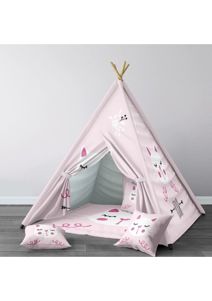 Dijital Baskılı Kızıldereli Çocuk Bebek Odası Oyun Çadırı Model: 131