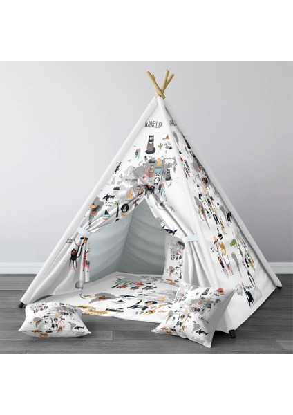 Dijital Baskılı Kızıldereli Çocuk Bebek Odası Oyun Çadırı Model: 291
