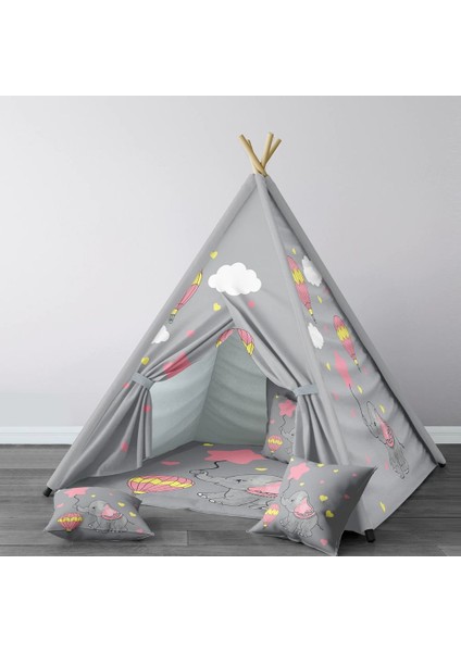 Dijital Baskılı Kızıldereli Çocuk Bebek Odası Oyun Çadırı Model: 122