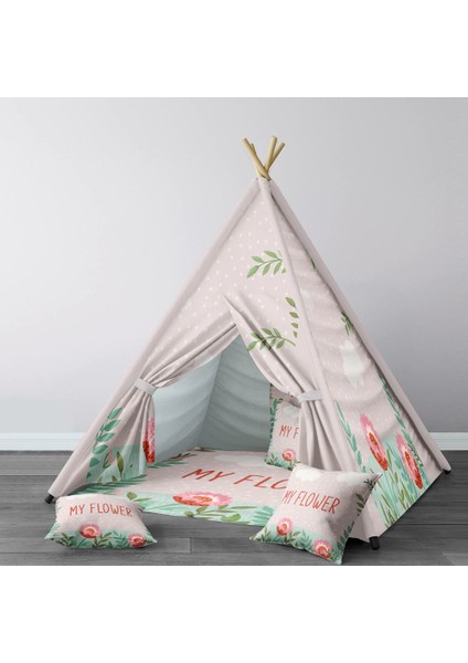 Dijital Baskılı Kızıldereli Çocuk Bebek Odası Oyun Çadırı Model: 025