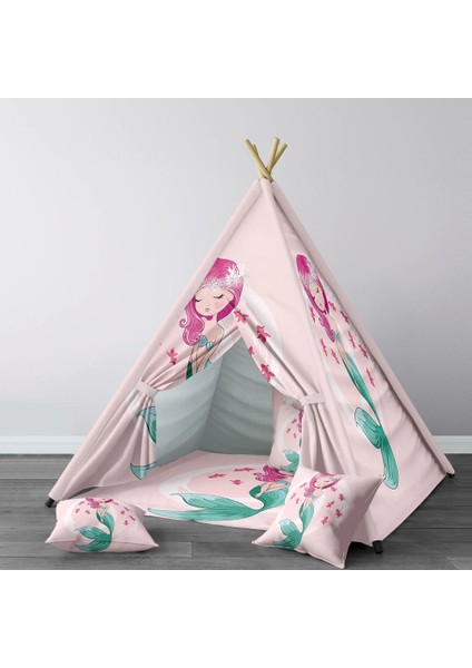 Dijital Baskılı Kızıldereli Çocuk Bebek Odası Oyun Çadırı Model: 035