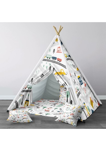 Dijital Baskılı Kızıldereli Çocuk Bebek Odası Oyun Çadırı Model: 294