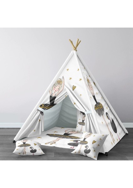 Dijital Baskılı Kızıldereli Çocuk Bebek Odası Oyun Çadırı Model: 013