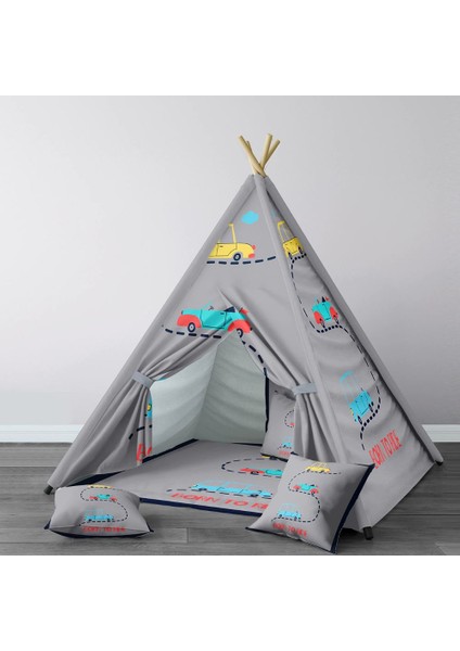 Dijital Baskılı Kızıldereli Çocuk Bebek Odası Oyun Çadırı Model: 006