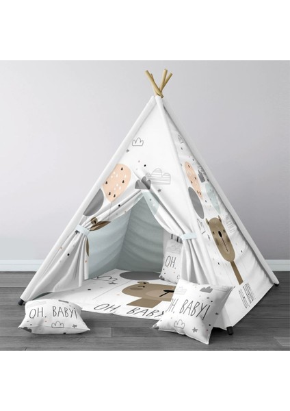 Dijital Baskılı Kızıldereli Çocuk Bebek Odası Oyun Çadırı Model: 1388
