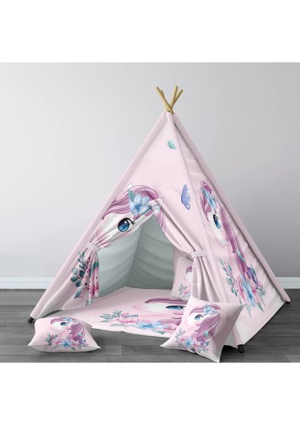 Dijital Baskılı Kızıldereli Çocuk Bebek Odası Oyun Çadırı Model: 189
