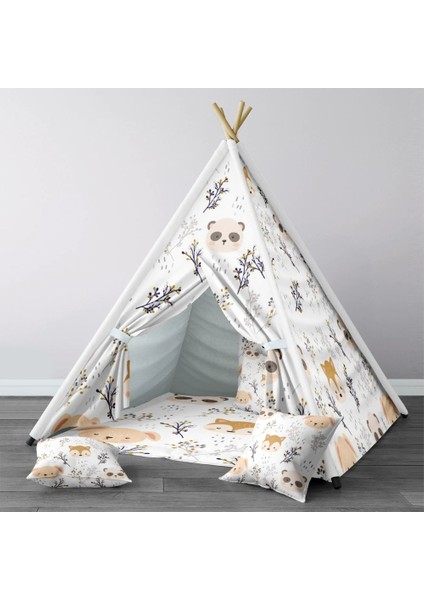 Dijital Baskılı Kızıldereli Çocuk Bebek Odası Oyun Çadırı Model: 1424