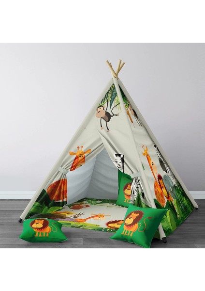 Dijital Baskılı Kızıldereli Çocuk Bebek Odası Oyun Çadırı Model: 091