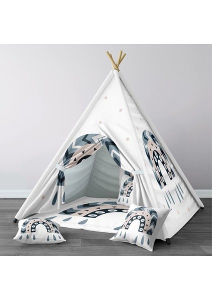 Dijital Baskılı Kızıldereli Çocuk Bebek Odası Oyun Çadırı Model: 1345