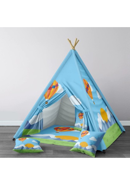 Dijital Baskılı Kızıldereli Çocuk Bebek Odası Oyun Çadırı Model: 015