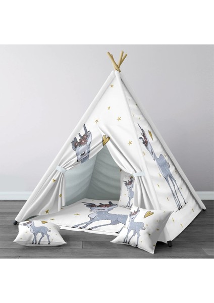 Dijital Baskılı Kızıldereli Çocuk Bebek Odası Oyun Çadırı Model: 1426