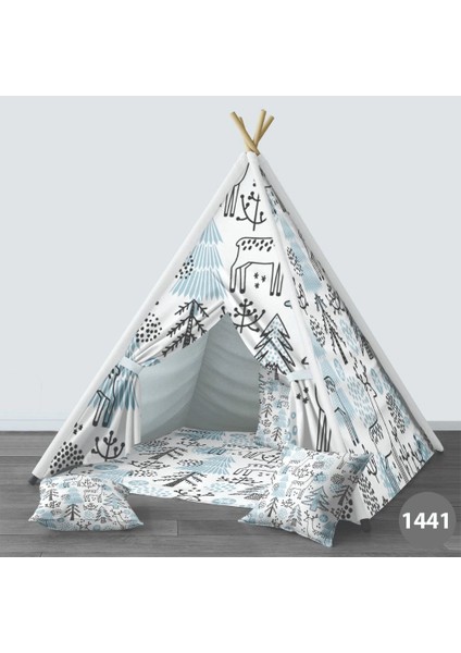 Dijital Baskılı Kızıldereli Çocuk Bebek Odası Oyun Çadırı Model: 1442