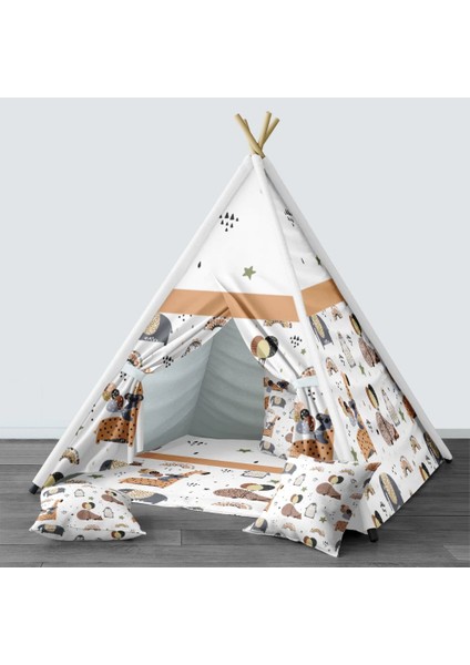 Dijital Baskılı Kızıldereli Çocuk Bebek Odası Oyun Çadırı Model: 1439
