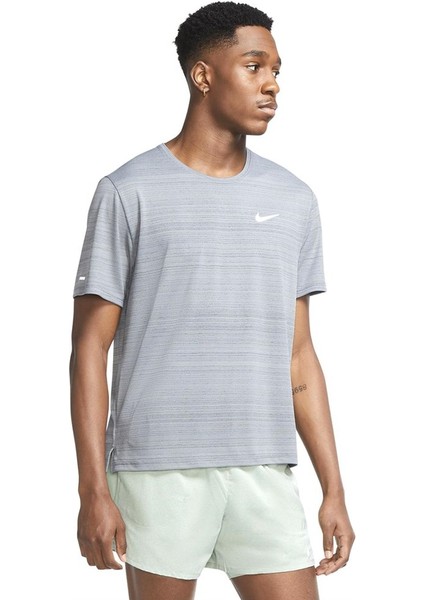M Nk Df Miler Top Ss Erkek Gri T-Shirt - CU5992-084
