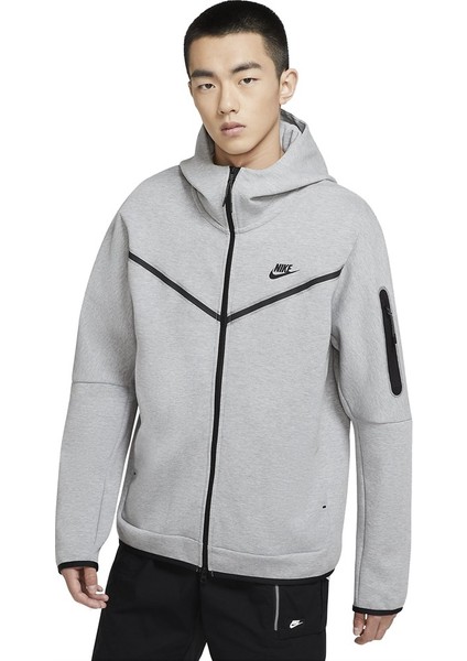 M Nsw Tch Flc Hoodie Fz Wr Erkek Gri Sweatshirt - CU4489-063
