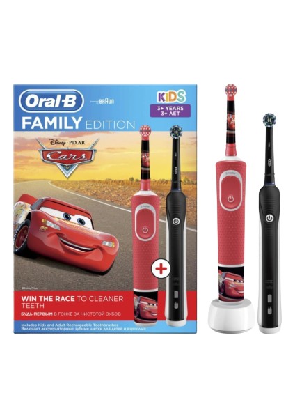 Oral B D100 Şarj Edilebilir Diş Fırçası + Aile Paketi Cars 2li