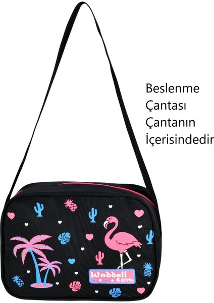 Flamingo Desenli Ilköğretim Sırt Çantası ve Beslenme Çantası