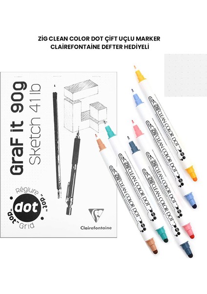 Clean Color Dot Çift Uçlu Marker Clairefontaine Defter