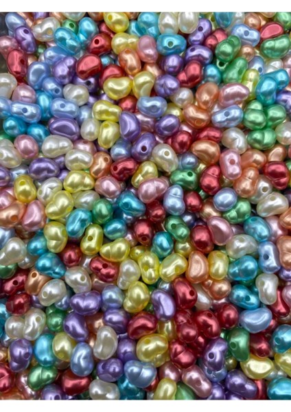 50GR Karışık Renkli Formsuz Şekilsiz Plastik Lüks Barok Inci Boncuk, Yamuk Inci (~250 Adet) fiyatları