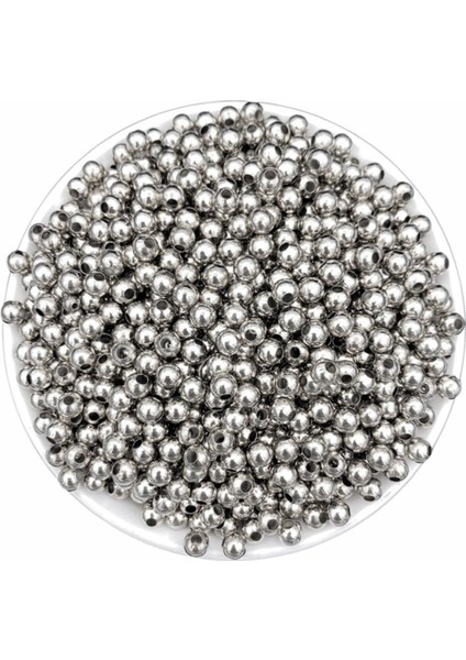 5mm Nikel / Gümüş Renk Metal Demir Top Boncuk,takı Yapım Boncuğu (25GR ~150 Adet)