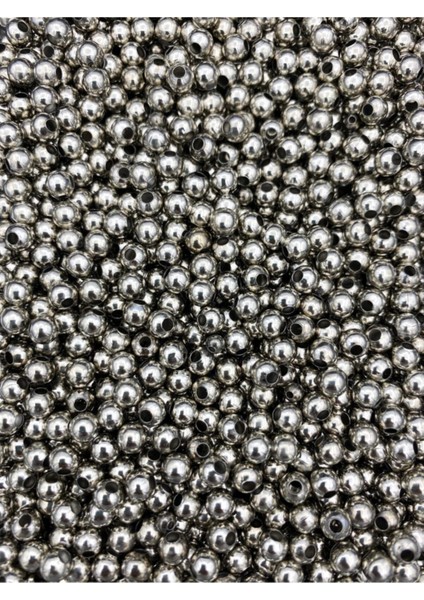 5mm Nikel / Gümüş Renk Metal Demir Top Boncuk,takı Yapım Boncuğu (25GR ~150 Adet)