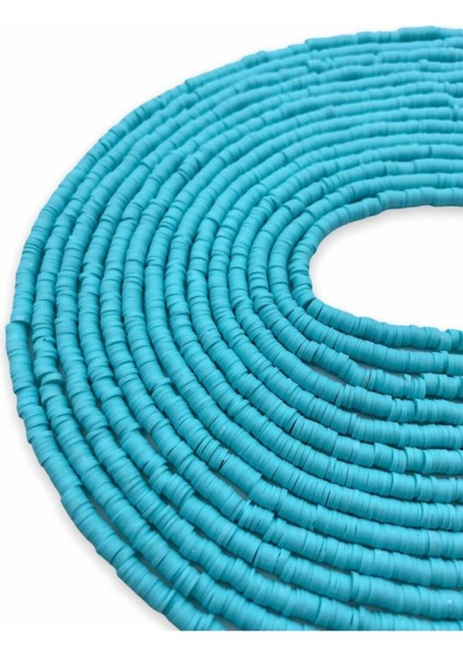 4mm Mavi Renk Polimer Kil Fimo Boncuk DIZISI,40CM Hamur Boncuk Fimo Dizi