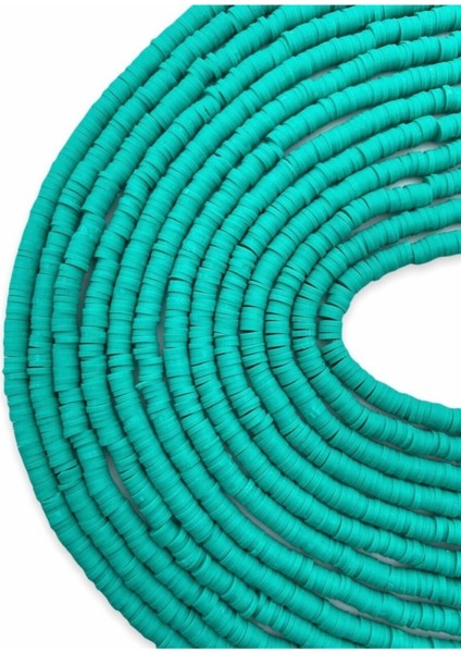4mm Turkuaz Renk Polimer Kil Fimo Boncuk DIZISI,40CM Hamur Boncuk Fimo Dizi
