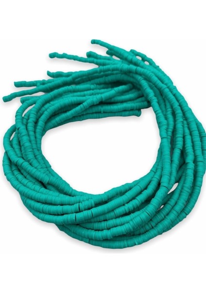 4mm Turkuaz Renk Polimer Kil Fimo Boncuk DIZISI,40CM Hamur Boncuk Fimo Dizi modelleri